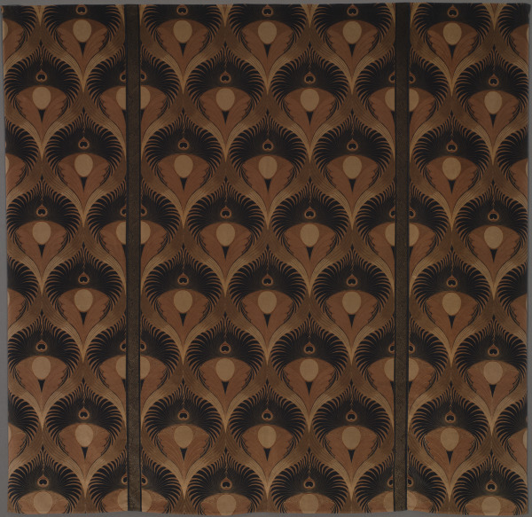 PRINTED VELVETEEN WITH ABSTRACT PEACOCK FEATHER MOTIF