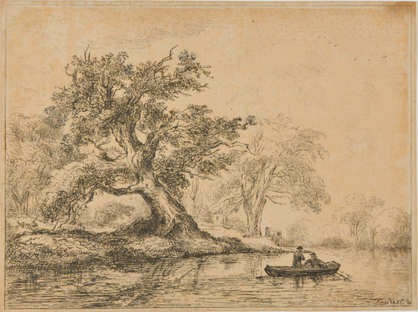 River Landscape with Two Men in a Boat