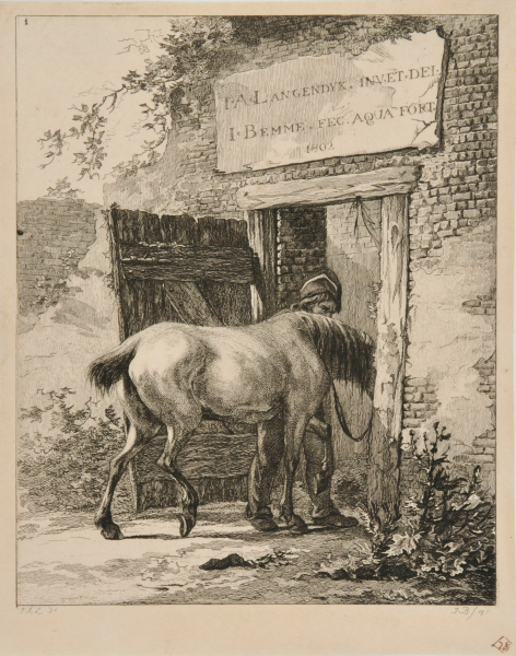 Man Leading a Horse into a Stable