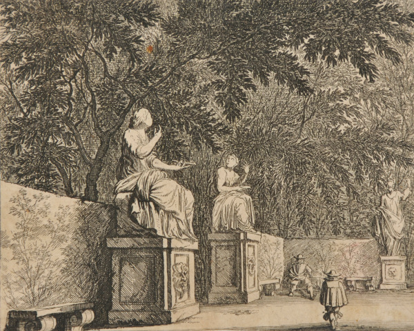 STATUES OF TWO NYMPHS AT THE ENTRANCE OF THE GARDEN OF CARDINAL DETI IN FRASCATI