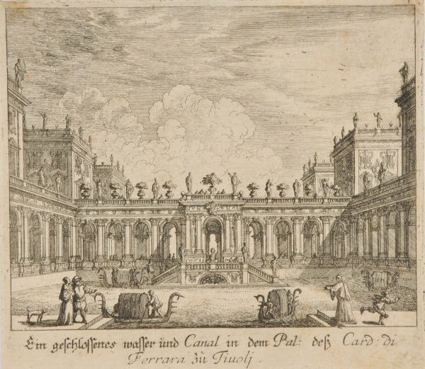 A POOL AND CANAL AT THE PALAZZO OF CARDINAL DI FERRARA, TIVOLI