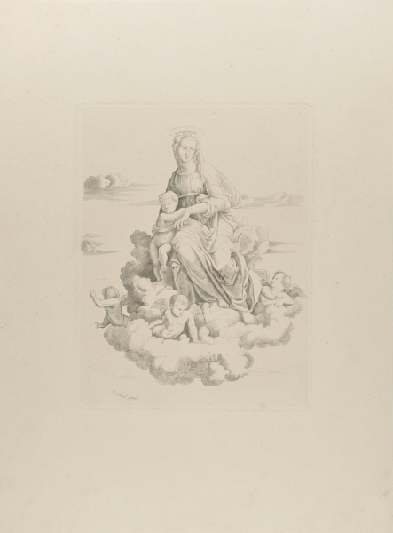 THE VIRGIN AND CHILD ON CLOUDS, SURROUNDED BY ANGELS