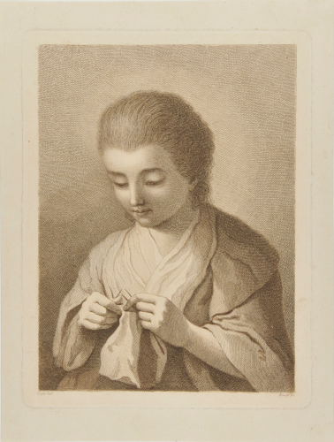 YOUNG GIRL KNITTING