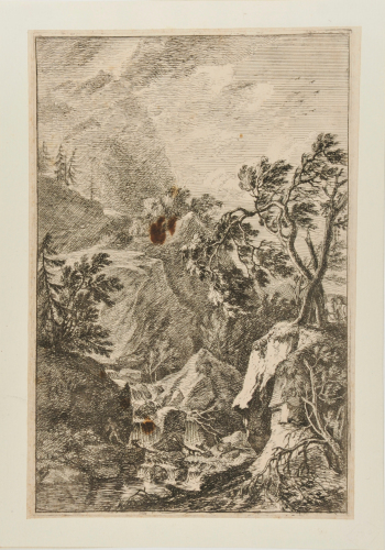 Casade, with Two Men at Right