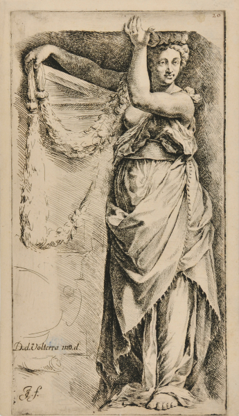 FEMALE FIGURE HOLDING A GARLAND