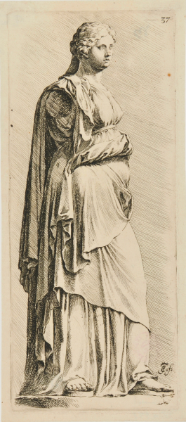 DRAPED FEMALE FIGURE, TURNED TO RIGHT