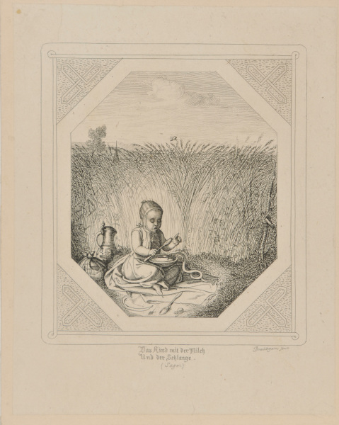 A CHILD WITH A BOWL OF MILK