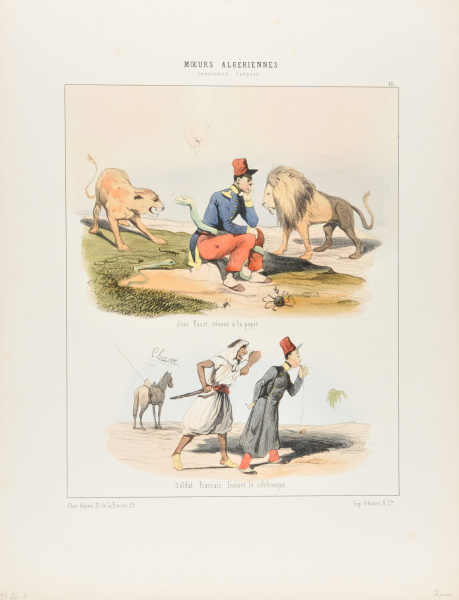 SOLDAT FRANCAIS FUMAN LE SCHIBOUQUE, NO. 11 OF "MOEURS ALGERIENNES"