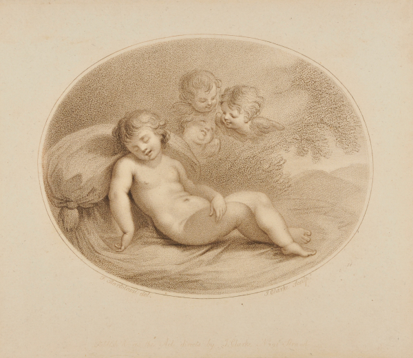 Sleeping Child with Three Small Angels