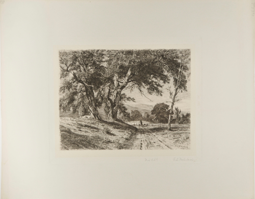 Landscape with Flock of Sheep on a Road