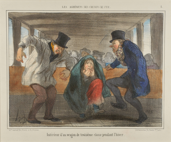 INTERIOR OF A THIRD CLASS COACH DURING WINTER