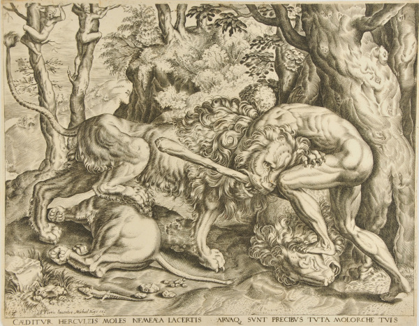 The Labors of Hercules (No. 2. Hercules Strangling the Nemean Lion)