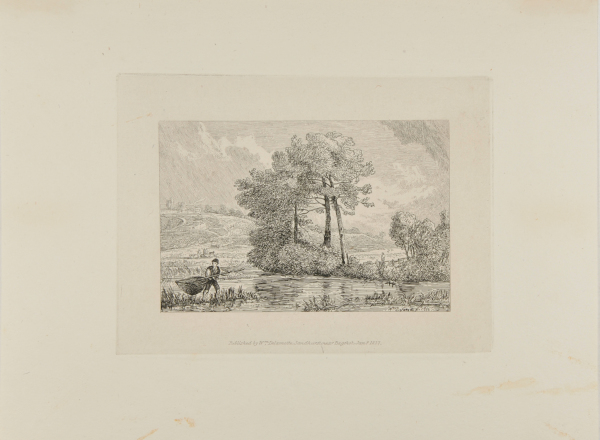 BOY WITH FISHING NET BY RIVER