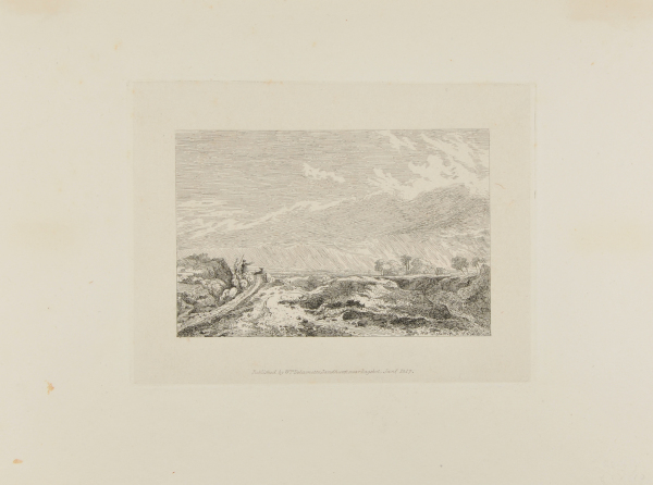 LANDSCAPE WITH TWO MEN DRIVING A FLOCK OF SHEEP