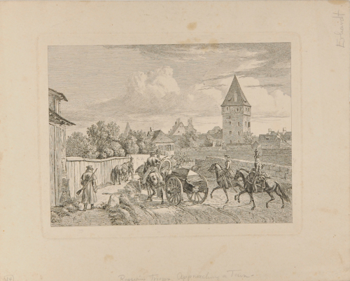 RUSSIAN TROOPS APPROACHING A TOWN