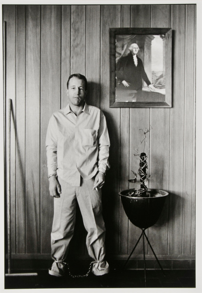 INMATE OUTSIDE WARDEN'S OFFICE, ABOUT TO BE TRANSFERRED BY LOCAL AUTHORITIES, ELLIS