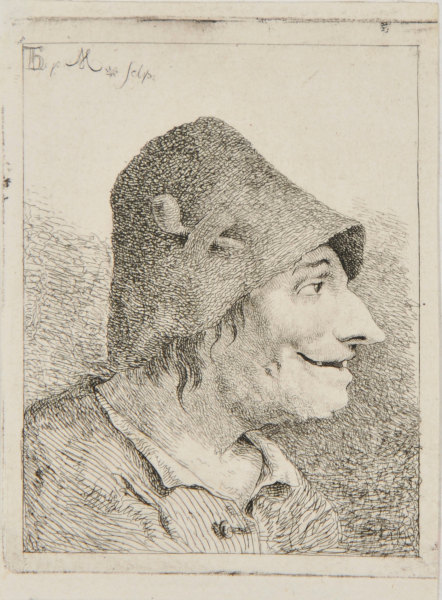 A TOOTHLESS PEASANT WITH A PIPE IN HIS HAT