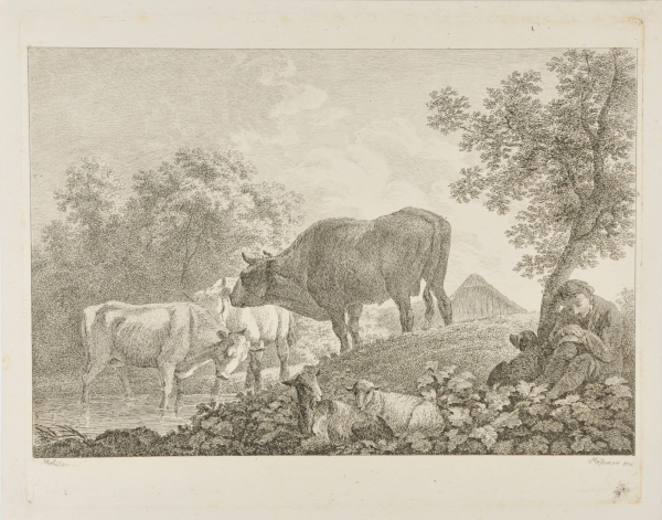 LANDSCAPE WITH A HERD AND BOY SLEEPING