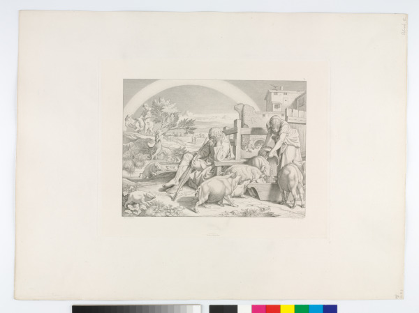 THE PRODIGAL SON IS HIRED TO TEND THE SWINE