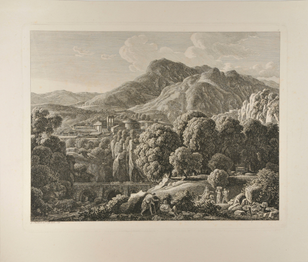 CLASSICAL LANDSCAPE WITH A CITY AND BRIDGE