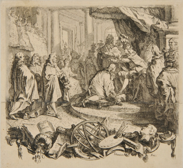 Scene, with Man Having Garland Placed Over His Head