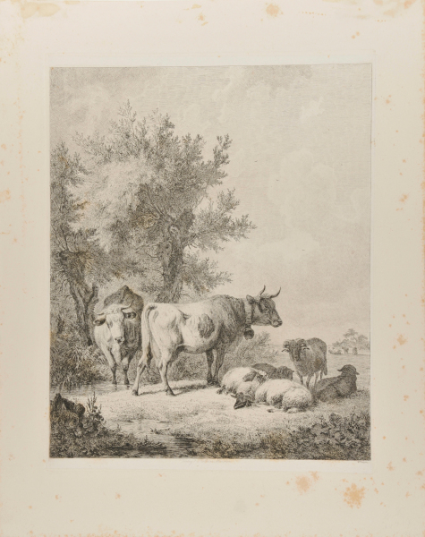 LANDSCAPE WITH COWS AND SHEEP