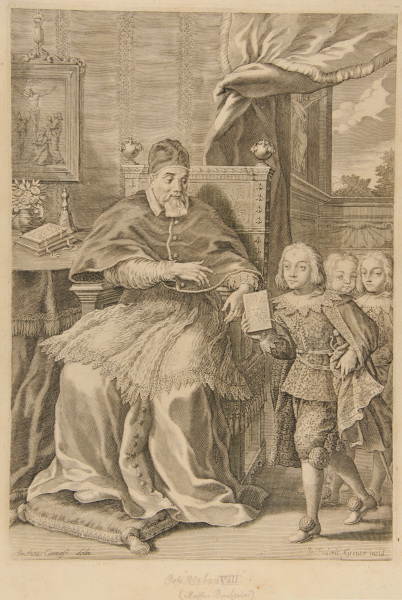 GIROLAMO TETI PRESENTING A COPY OF HIS BOOK TO POPE URBAN VIII