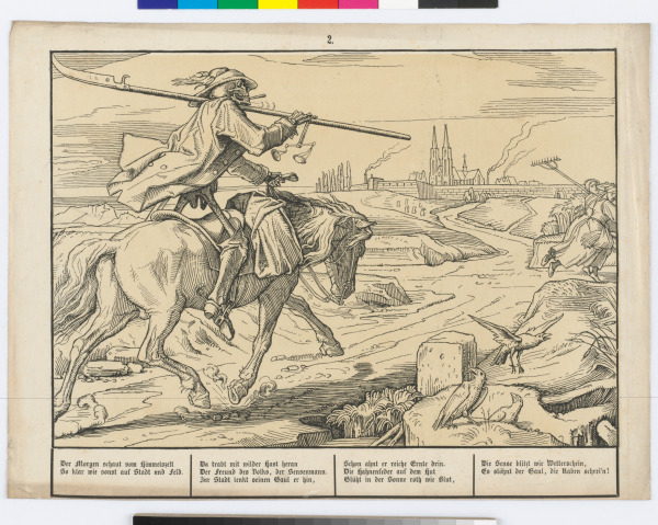 DEATH ON HORSEBACK APPROACHING A TOWN