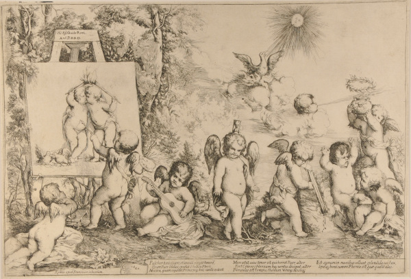 ALLEGORICAL COMPOSITION WITH A NUMBER OF CUPIDS, ONE BEFORE AN EASEL