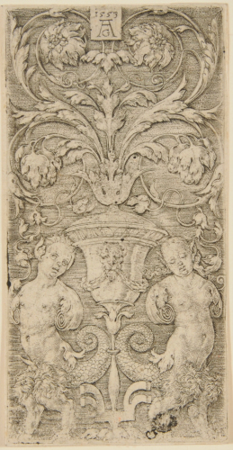 A VASE BETWEEN TWO CHIMERIC FIGURES