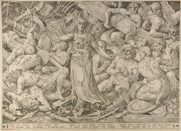 VICTORY SURROUNDED BY PRISONERS AND TROPHIES OF WAR
