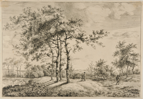 LANDSCAPE WITH GROUP OF FOUR TREES IN CENTER