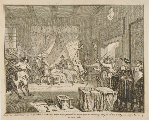 CORNELIS AND JOHN DE WITT ATTACKED BY THE BURGHERS AT THE HAGUE, AUGUST 1672