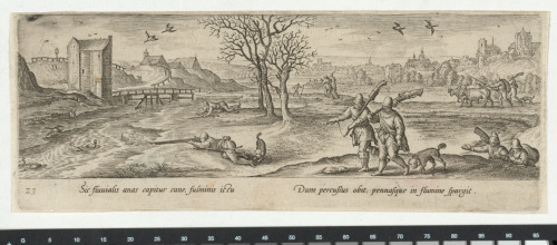 THE DUCK HUNT AT THE EDGE OF A TOWN