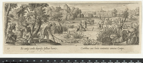 Fishing in the River with a Line and Baskets
