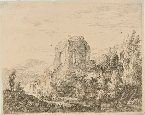 LANDSCAPE WITH A TEMPLE IN RUINS