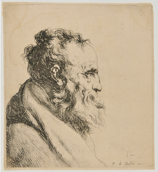 HEAD OF AN OLD MAN, WITH LONG BEARD, PROFILE TO RIGHT