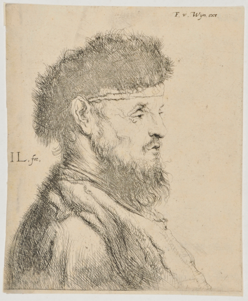 HEAD OF MAN, WEARING FUR CAP, TURNED TO RIGHT