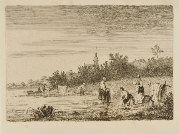 WASHERWOMEN AT A STREAM