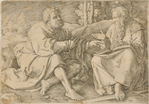 SAINT PETER AND SAINT PAUL SEATED IN A LANDSCAPE