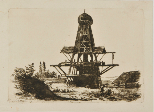LANDSCAPE WITH WOODEN TOWER