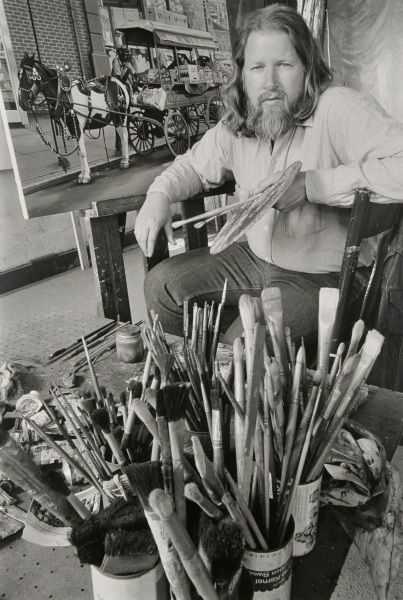 JIM VOSHELL IN HIS STUDIO.