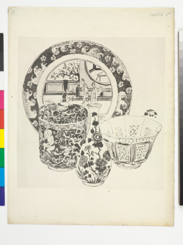 SHAPED BOWL WITH COVER, GLOBULAR-SHAPED BOTTLE, EIGHT-SIDED BOWL, AND PLATE