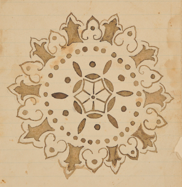 BOOKPLATE WITH CIRCULAR DESIGN FOR STENCIL(?)