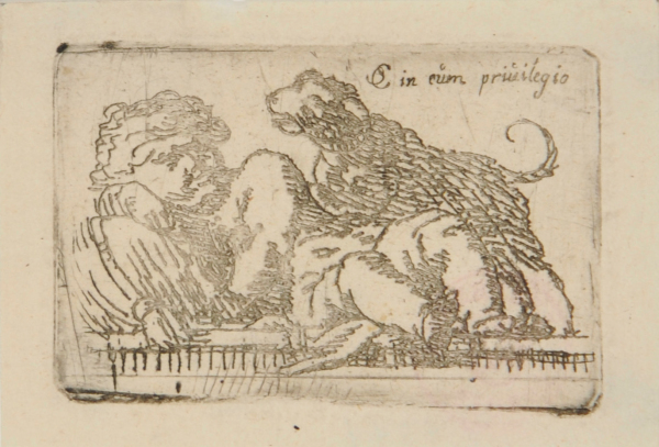 CHILD RECLINING, WITH DOG