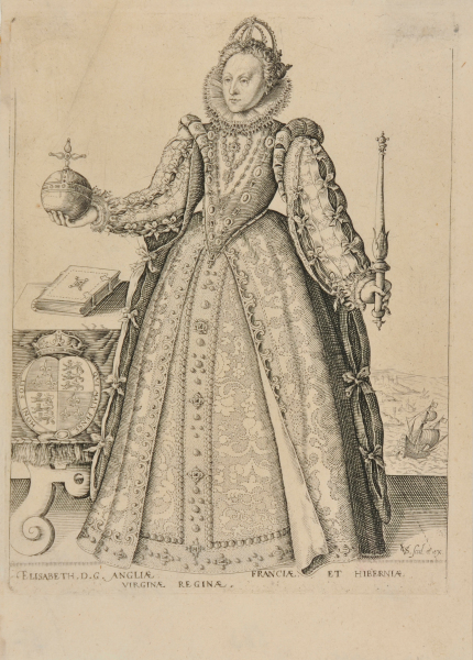 ELISABETH D.G. ANGLIAE FRANCIAE ETHIBERNIAE VIRGINAE REGINAE