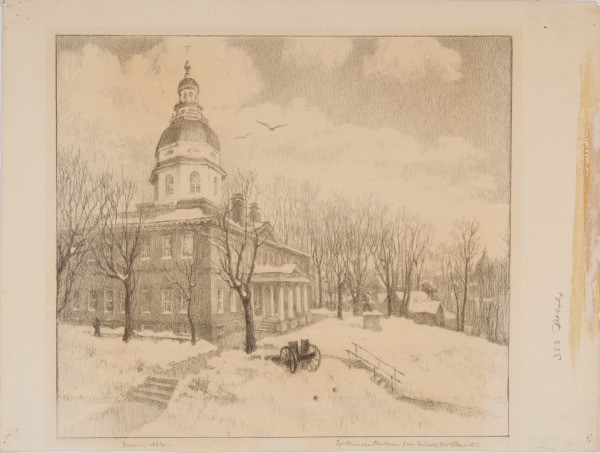 SNOWSCAPE OF MARYLAND STATE HOUSE AT ANNAPOLIS