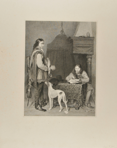 DUTCH INTERIOR, WITH TWO MEN, ONE WRITING AT A TABLE, AND A DOG