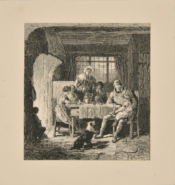 FAMILY AT SUPPER IN A COTTAGE