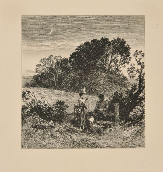 MOONLIGHT LANDSCAPE WITH PEASANTS AT A STILE